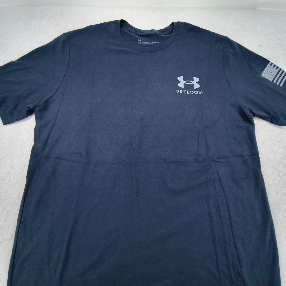 Under Armour Crew Neck Short Sleeve Casual T Shirt Mens Size Medium M Navy White